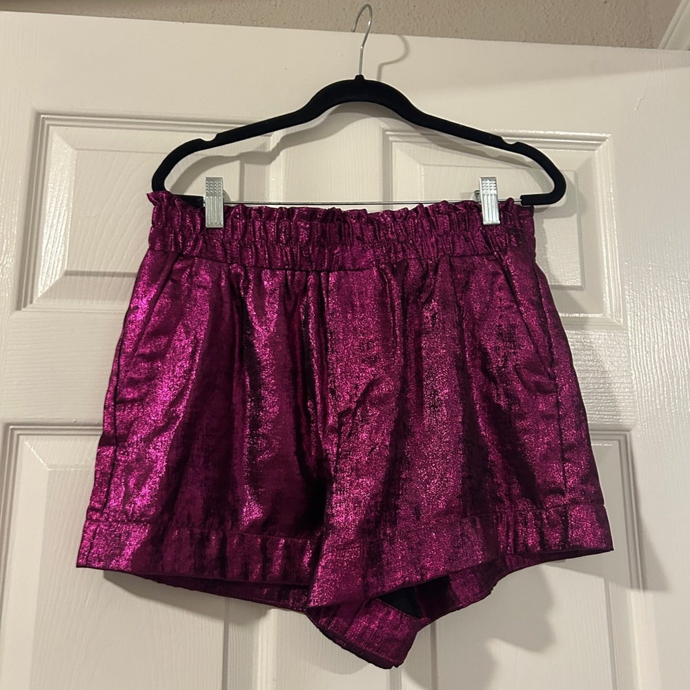 Shimmering Fuchsia Metallic Shorts